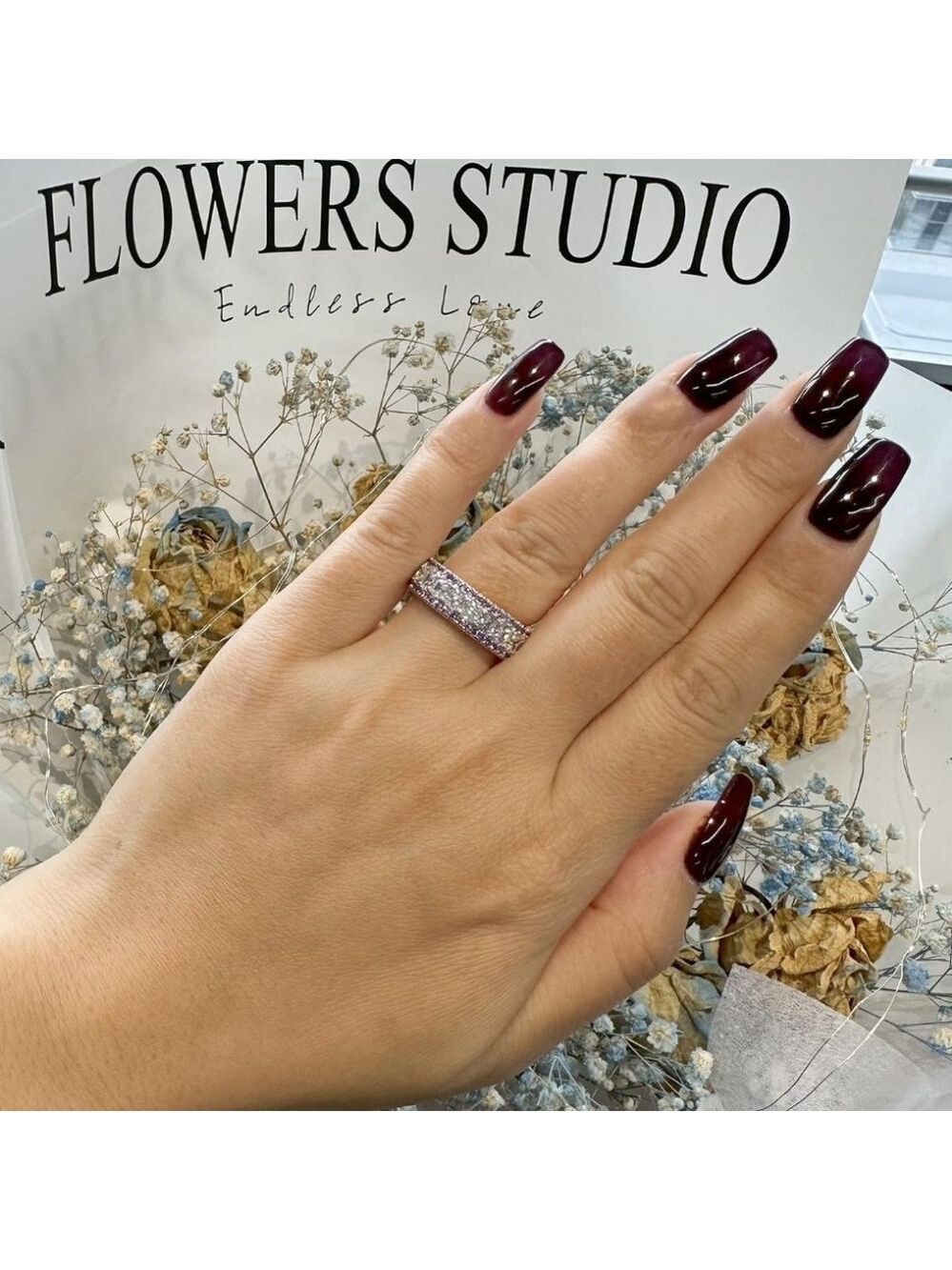 Double Row Pave Cubic Zirconia Eternity Band - Picture 3 of 6